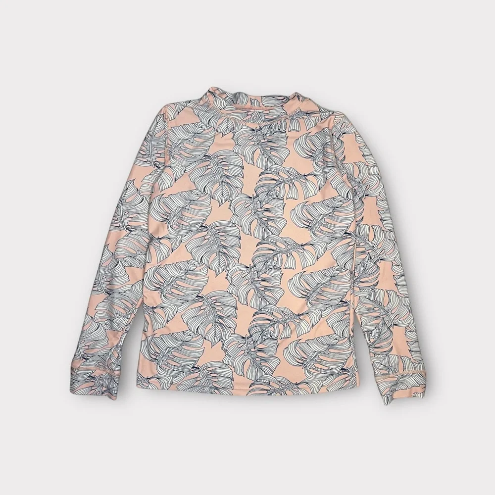 Shade Critters Monstera Leaves Pink Rash Guard
